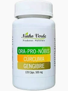 Ora-pro-nóbis + Cúrcuma + Gengibre - 120 cápsulas 